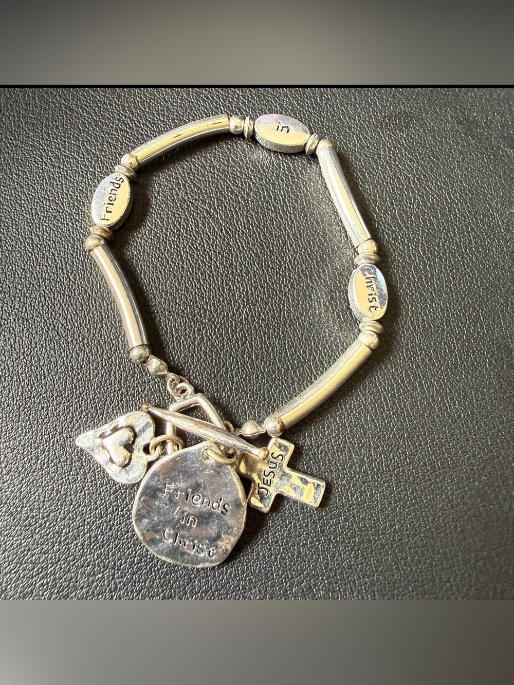 Friends in Jesus Christ Silver Tone Charm Bracelet